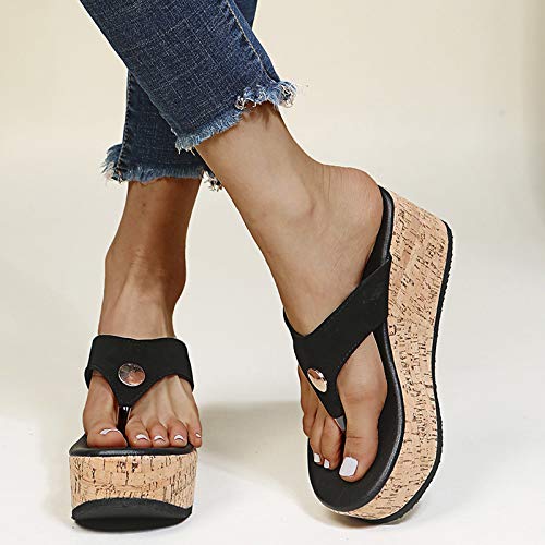 JEUROT Beach Sandals for Women Summer Casual Wedge Thong Sandal Slip On Platform Flip Flops Comfortable Walking Shoes