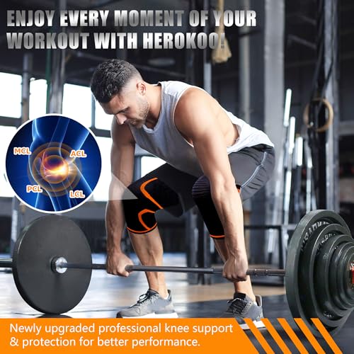 Herokoo 2 Pack Knee Braces for Running Knee Pain, Compression Knee Brace for Women & Men, Knee Sleeve, Sports Knee Braces ...