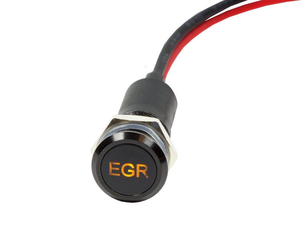 Alpinetech 12mm 1/2in 12V LED Metal Signal Indicator Pilot Dash Light - EGR Warning