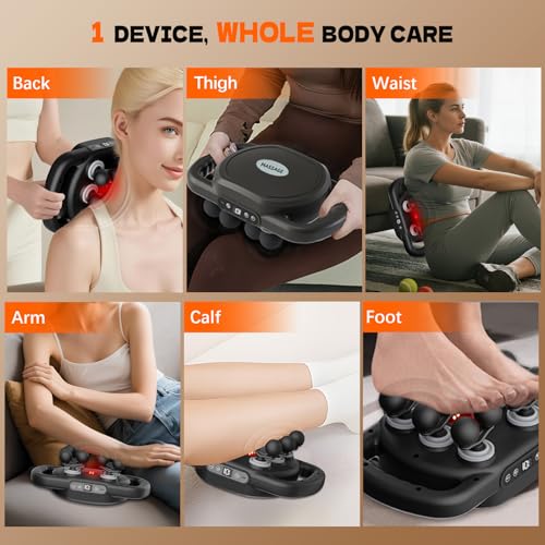 12-Head Massage Gun Deep Tissue, Electric Massager Tool with 9 Levels & 9 Modes, Cordless Back/Neck/Foot/Arm/Body/Leg/Shou...