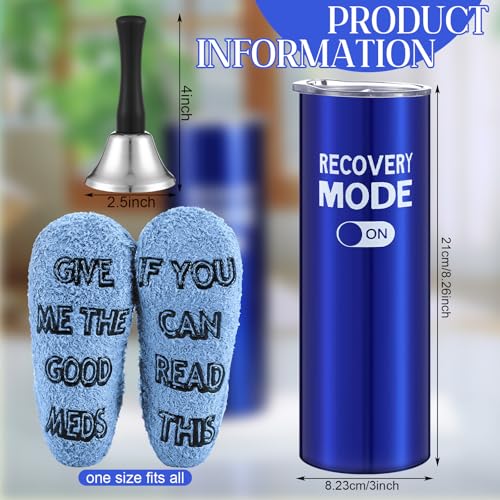 Teenyyou 3 PCS Funny Get Well Soon Gifts 20oz Hospital Mug fuzzy Funny Recovery Socks Silver Steel Tea Hand Bell