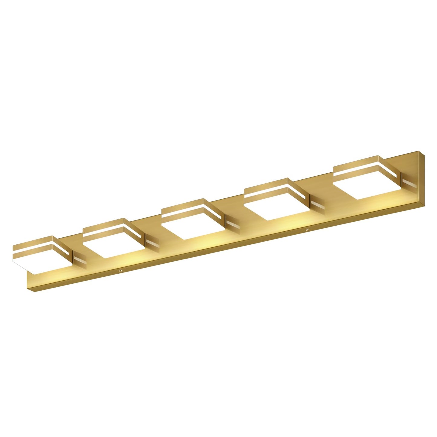 SineRise LED Bathroom Vanity Light Fixture, 5-Light, 40-Inch, Dimmable, Brass, Acrylic Wall Lighting Over Mirror, Cool White 6000K