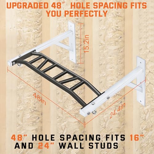 Upgrade Pull Up Bar Wall Mounted,Heavy Duty Multi Grip Chin Up Bar for Strength Training, 600 lbs Capacity, Durable Steel ...