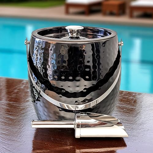 BREKX 3-QT Insulated Ice Buckets for Parties with Lid and Scoop - Iceberg Anchored Wine Chiller Champagne Bucket for Cockt...