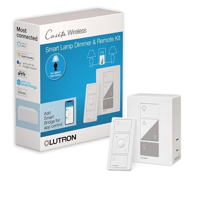 Lutron Caseta Smart Plug-In Lamp Dimmer Switch Kit with Pico Remote, Smart Dimmer for LED Lights, Table and Floor Lamps, 1...
