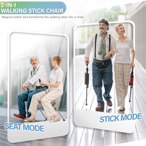 Ta-Da Chair Series 1 Pro, Portable Trekking Hiking Pole, Folding Walking Stick with Seat, Walking Cane with Chair, Foldabl...