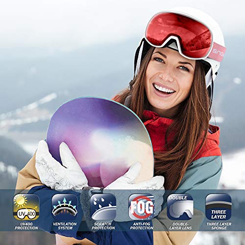 Snowledge Ski Goggles for Men Women with UV Protection, Anti-Fog Dual Lens