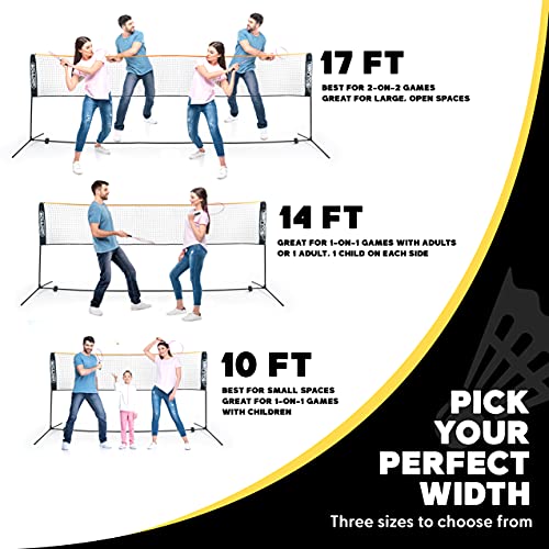 Boulder Portable Badminton Pickleball Net - Foldable/Extendable Poles for Multiple Sports Heights (UP to 5 ft) - Ideal for...