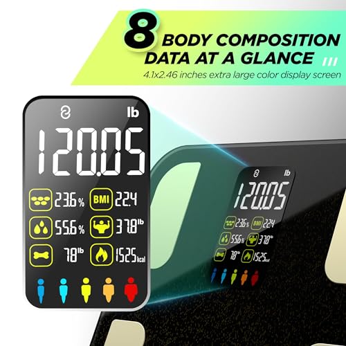 RunStar Scale for Body Weight, 8 Electrodes High Accurate Rechargeable Composition Analyzer with BMR Index Body Fat Digita...