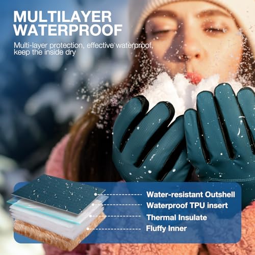 SIMARI Winter Waterproof Warm Gloves Women Men with Touchscreen Fingers, Ski Snow Windproof for Cold Weather Thermal, for ...