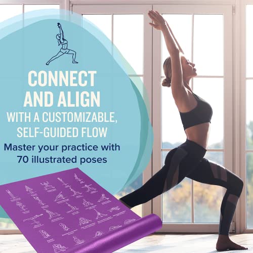 NewMe Fitness Yoga Mat for Women and Men - Large, 5mm Thick, 68 Inch Long, Non Slip Exercise Mats w/ 70 Printed Yoga Poses...