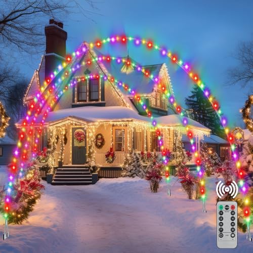 Aurelema 3 Sets 6.6 ft Light Arch for Christmas with 8 Mode LED Lights Remote Easy Assembly Reusable for Outdoor Christmas...