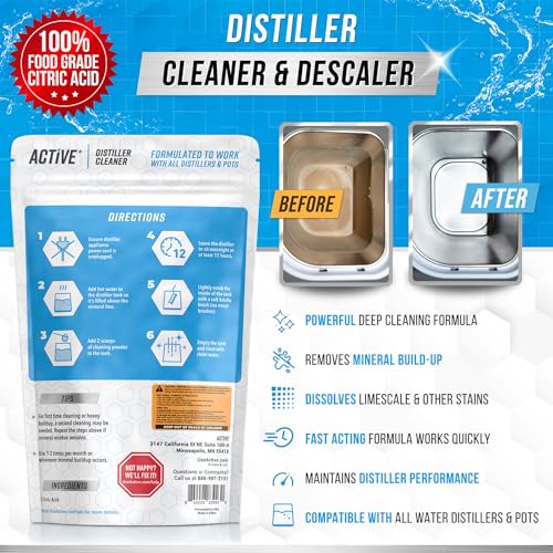 ACTIVE Distiller Descaler Citric Acid Cleaner - 2 Lb Bulk for Cleaning Water Distillers, Pure Citrus Acid Crystals Univers...