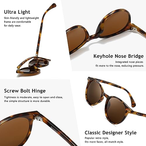 SUNGAIT Classic Vintage Round Polarized Sunglasses for Women Men Retro Style UV400