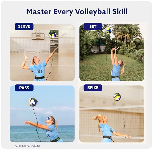 MOTOMY™ Volleyball Training Equipment Aid ‘VolleyPal’ – Solo Rebounder Trainer for Serve, Spike, Set & Pass; Indoor and Ou...