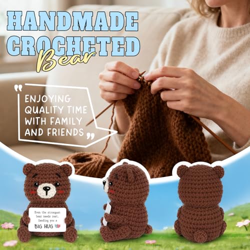 Glydein Get Well Gifts for Women After Surgery, Handmade Positive Bear Crochet Decor, Thinking of You Feel Better Gift for...