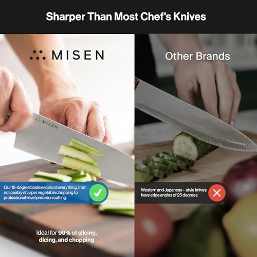 Misen 7.5" Santoku Knife - High Carbon Stainless Steel - Classic Japanese Chef Knife Design for Cutting, Slicing, and Chopping - Razor Sharp Japanese Style Kitchen Knife - White