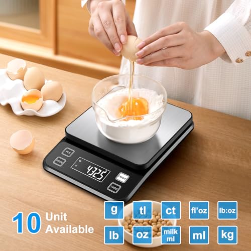 22lb Waterproof IPX67 Kitchen Scale with 0.1g/0.001oz High Precision, Diyife Large Stainless Steel Food Scale, 10 Unit, Wa...