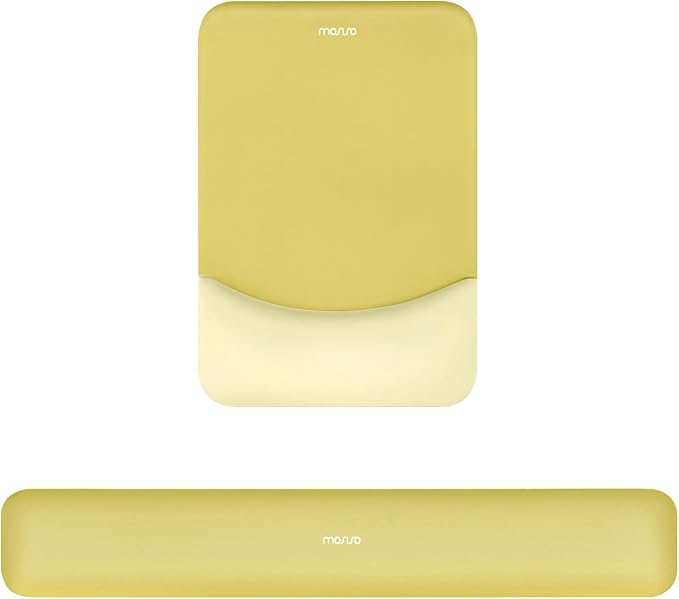 MOSISO Wrist Rest Support for Mouse Pad&Keyboard Set, Rectangular Ergonomic Mousepad Non-Slip Base Home/Office Pain Relief&Easy Typing Pad with Neoprene Cloth&Raised Silicone Lining, Yellow