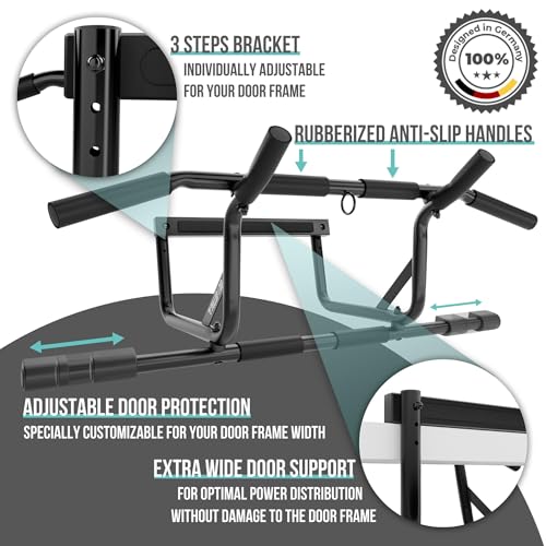 PULLUP & DIP Pull-up bar for door frames for hanging without screws and no slipping, professional door bar, pull-up bar wi...