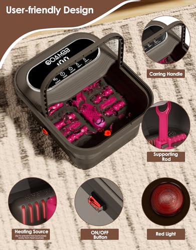 OOAMBB Collapsible Foot Spa with Heat, Bubble and Temp Control, Foot Bath Massager with XL Touch Screen and Massage Roller...