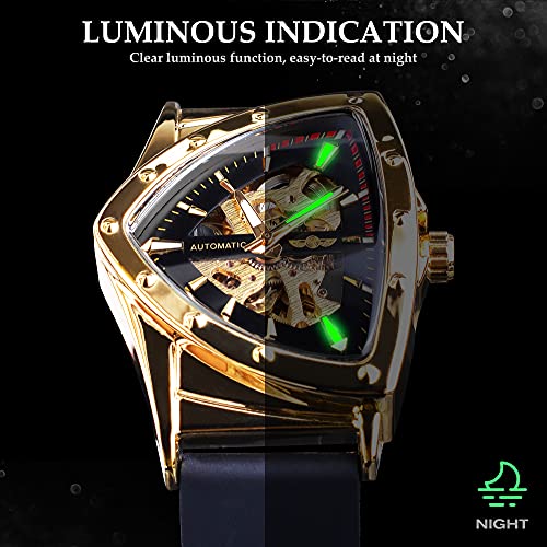 FORSINING Skeleton Watches for Men, Automatic Mechanical Watch with Triangle Dial, Luminous Self Winding Watches Stainless...