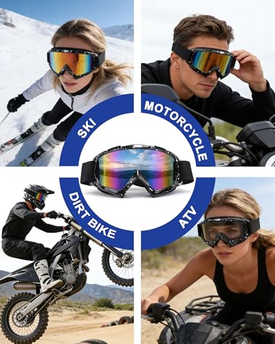 YUNGLIDE Motorcycle Goggles Dirt Bike ATV Ski Goggles For Men Women UV Protection Windproof And Dustproof Glasses