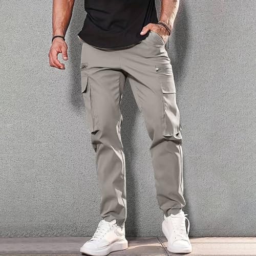 Baggy Pants for Men Drawstring Elastic Waist Fashion Parachute Cargo Pants Straight Leg Athletic Lightweight Joggers Trousers