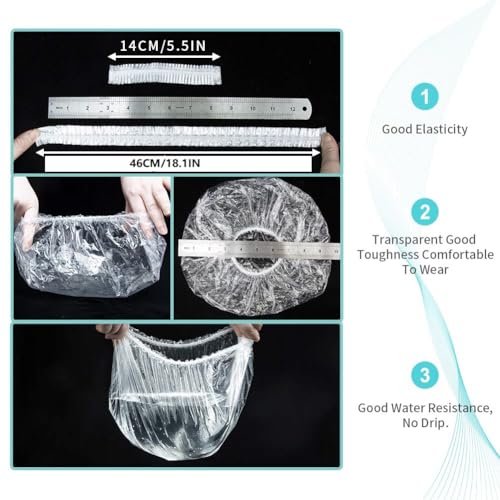 Disposable Shower Caps 100 Pcs - Multi-Purpose Thickening Elastic Bath Cap Plastic Waterproof Clear Shower Caps Bath Showe...