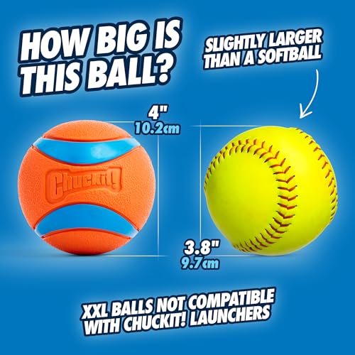 Chuckit! Ultra Ball Dog Toy - Size XXL - For Dogs 100+ lbs - Made from Durable Rubber - Super Bouncy - Floats in Water - ...