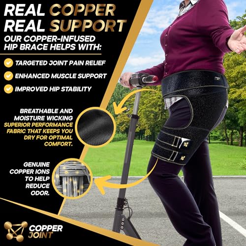 CopperJoint Hip Brace for Women & Men, Adjustable Hip and Thigh Compression Wrap, Left or Right Wear, Groin, Hamstring and...