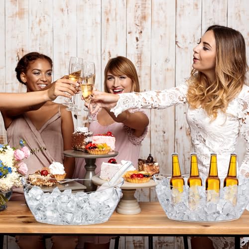 JarThenaAMCS 3Pcs 6L Clear Ice Buckets with 3Pcs Scoops & Metal Wine Bottle Opener Large Plastic Ice Bucket Bowl Champagne...
