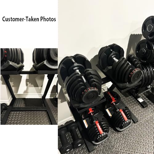 Heavy-Duty Adjustable Dumbbell Rack, with Wheels/Wheel-Free Versions, Non-Slip Pads for Noise Reduction, Compatible with M...