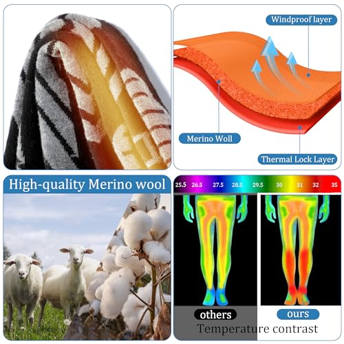 wanchel Merino Wool Ski Socks - 2 Pairs Knee High Skiing Socks, Winter Warm Snowboard Thermal Socks