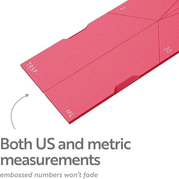 POLYGONS - Original Flat 3-in-1 Folding Measuring Spoons | 2 Spoons fold into 6 Sizes | Magnetic | DuraBend Tech lasts 100k+ folds | LeakProof for Wet & Dry | Gift Packaging | Baking/Cooking (Maroon)