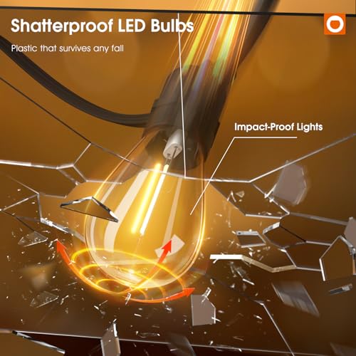 addlon 50FT LED Outdoor String Lights with Edison Shatterproof Bulbs, Weatherproof Strand, Commercial Grade Patio Lights, ...