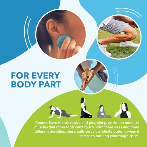 RAD Rounds – 3 Density Yoga Massage Ball Set for Deep Tissue Myofascial Release – Therapy Balls for Feet, Back, Neck, Jaw...