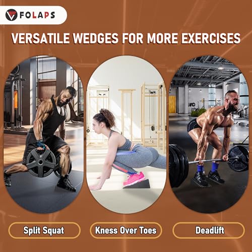 Folaps Squat Wedge with Step-by-Step Guide: 15-Degree Non-Slip Blocks for Deep Squats Lower Body Exercises - Improve Stren...