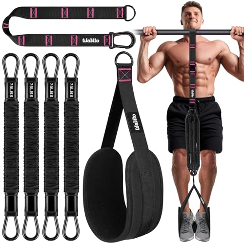 Pull Up Assistance Bands Set, Heavy Duty Adjustable Pull Up Assist Band with Feet Rest, Strength Training Bands for Home G...