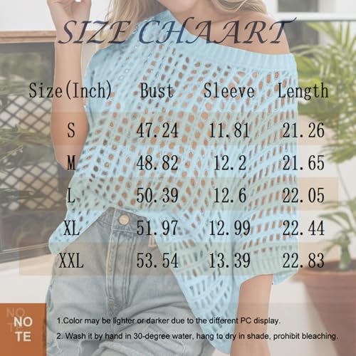 Womens Summer Scoop Neck Short Sleeve Shirts Casual Off The Shoulder Crochet Hollow Out Knit Top Pullover Beach Cover Up