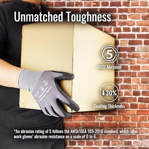 WORK FORMULA High Dexterity Grip Gloves, 5/10 Pack, ANSI Abrasion Level 5, Unisex, XS-3XL