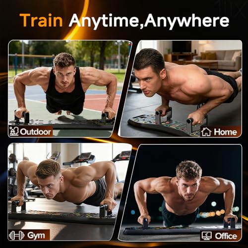 LALAHIGH Push Up Board,36 in 1 Home Gym Equipment with Ab Roller Wheel & Resistance Bands, Portable Foldable Workout Board...