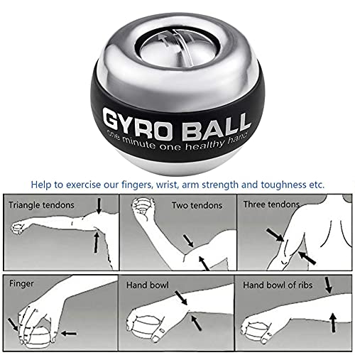 GOZATO Auto-Start Wrist Power Gyro Ball with LED Lights, Wrist Strengthener and Forearm Exerciser for Stronger Arm Fingers...