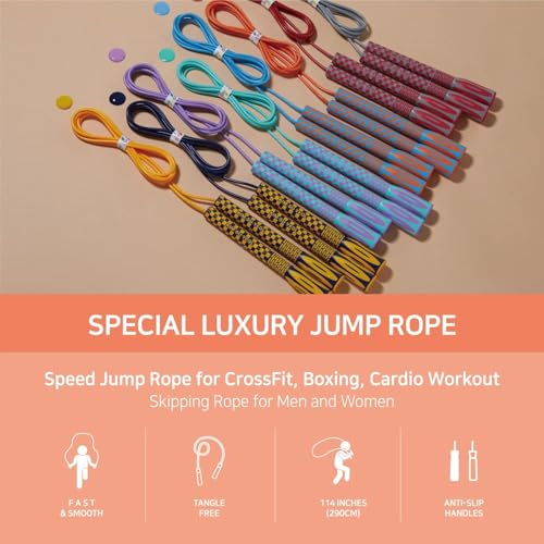 Skipping Jump Rope for Fitness Workout - Light Weight, Adjustable, Tangle Free, Excellent line control for Cardio Boxing, ...