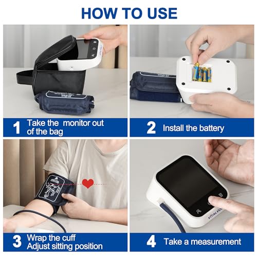 VitalVolt Smart Ai Blood Pressure Monitor for Home Use, Automatic Arm BP Machine with Large Adjustable Cuff (8.7-17”), Blu...