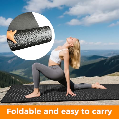 4x6ft Gym Floor Mat 10mm Thick - Large TPE/NPE Foam Workout Mat for Home Gym, Garage Floor, Yoga & Exercise - Non-Slip Ec...