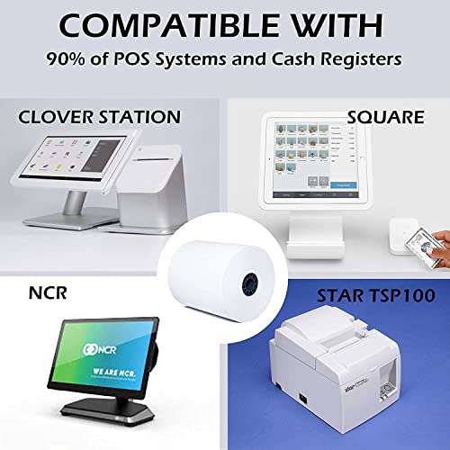 (32 Rolls) 3 1/8 x 230 Thermal Paper Receipt Rolls fits all Clover POS Cash Register Printers, Star Micronics SCP700 TSP10...