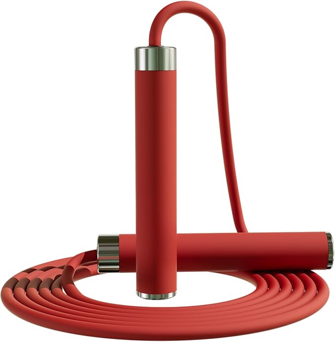 MOGOLD Adjustable Jump Rope for Home Fitness - 5mm PVC Cord with Ball Bearings, Anti-Slip Rubber& Alloy Handles for Beginn...