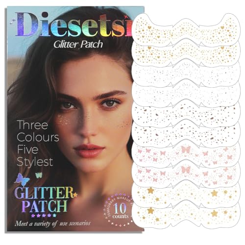 Face Glitter Freckles Tattoo,Diesetsr Temporary Makeup Patches,Body Glitter Sparkle Fake Freckles Stickers for Women Kids ...