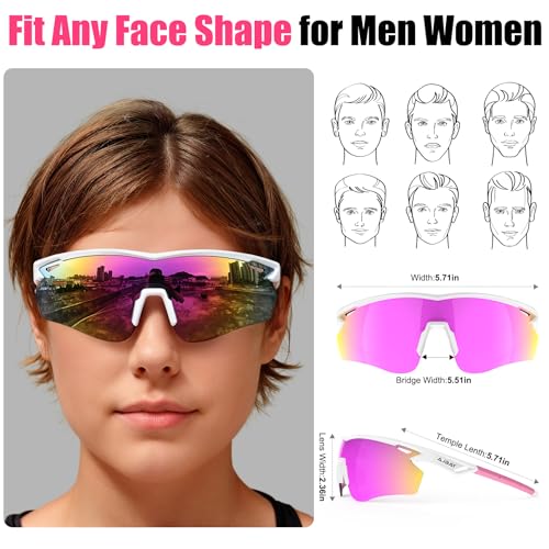 AJBAY Polarized Sports Sunglasses for Men Women,Wrap Around Sun Glasses for Running Cycling Baseball Fishing Golf Hiking